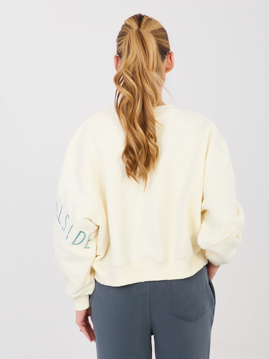 NATURAL SIDE Ecru dresowa bluza z bufiastymi rękawami