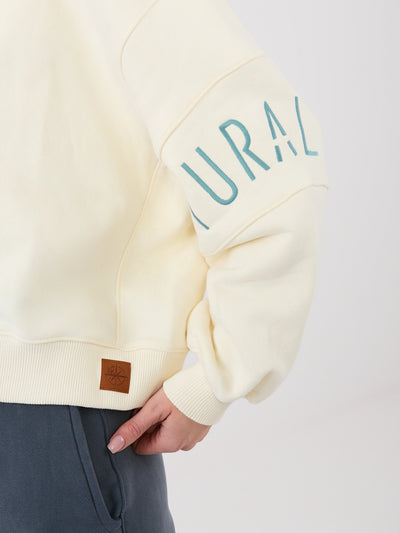 NATURAL SIDE Ecru dresowa bluza z bufiastymi rękawami