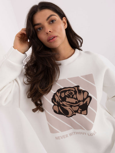 Ecru dresowa bluza oversize bez kaptura