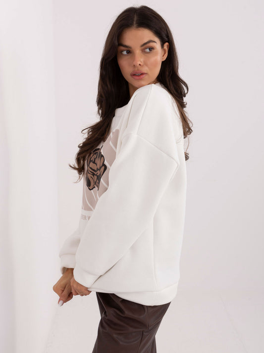 Ecru dresowa bluza oversize bez kaptura