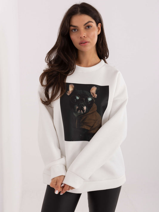 Ecru dresowa bluza oversize bez kaptura