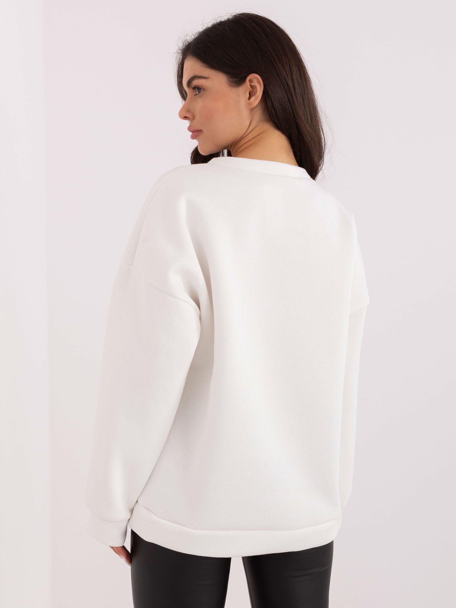 Ecru dresowa bluza oversize bez kaptura