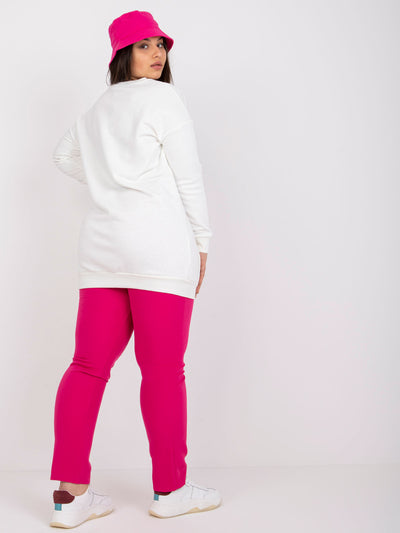 Ecru bluza plus size z napisami