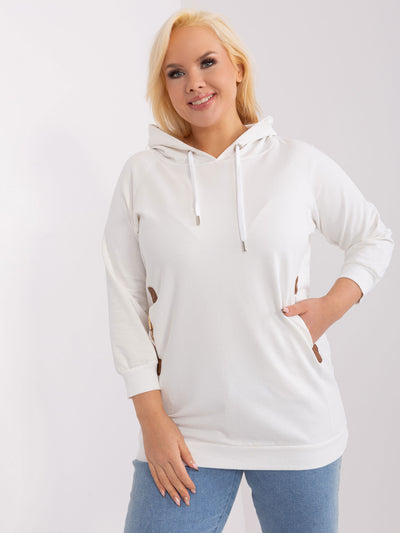 Ecru dresowa bluza plus size z kapturem