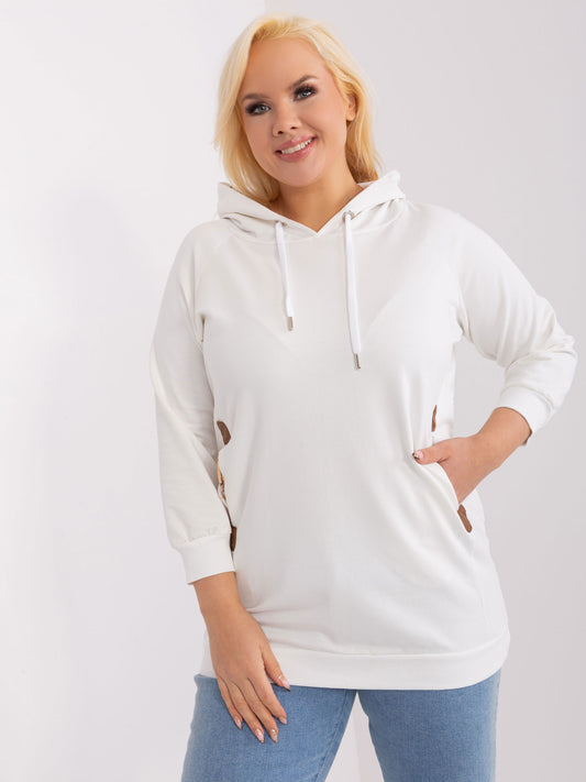 Ecru dresowa bluza plus size z kapturem