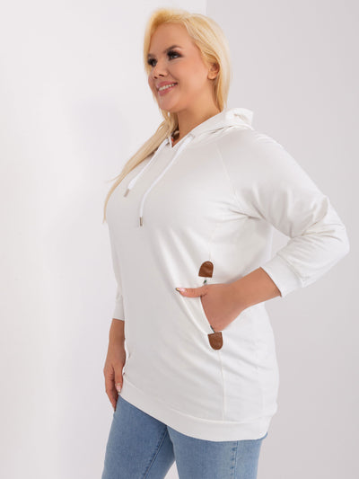 Ecru dresowa bluza plus size z kapturem