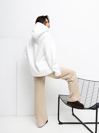 RUE PARIS Ecru bluza oversize z naszywką