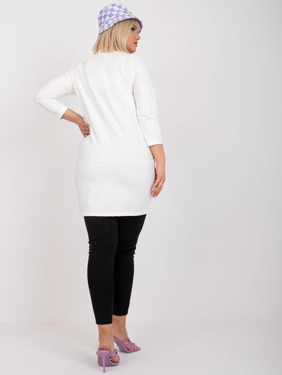 Ecru dresowa tunika plus size z bawełny