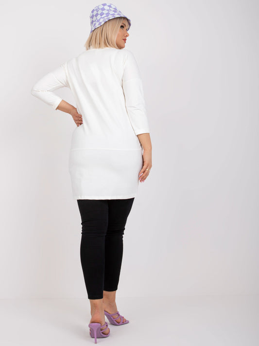 Ecru dresowa tunika plus size z bawełny