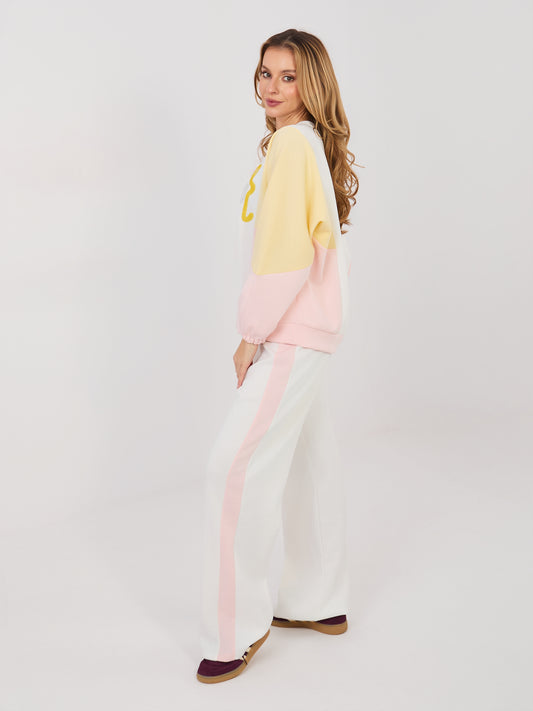 RUE PARIS Ecru dresowy komplet z bluzą oversize