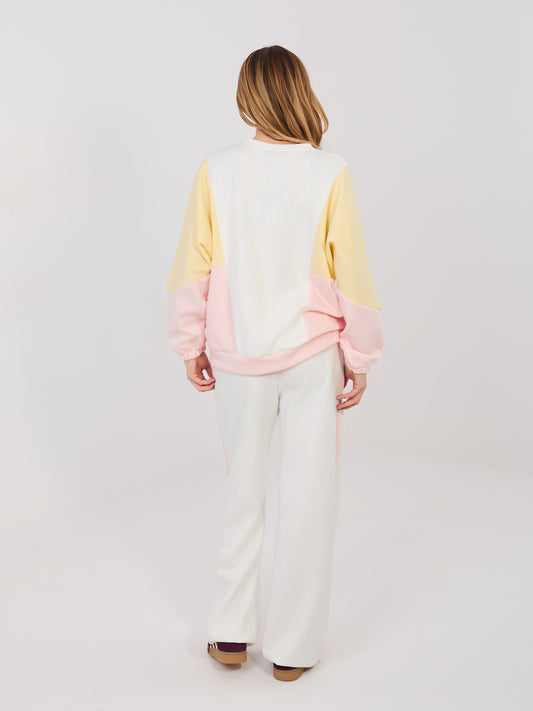 RUE PARIS Ecru dresowy komplet z bluzą oversize