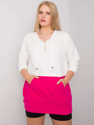 Ecru-fuksjowa tunika damska plus size