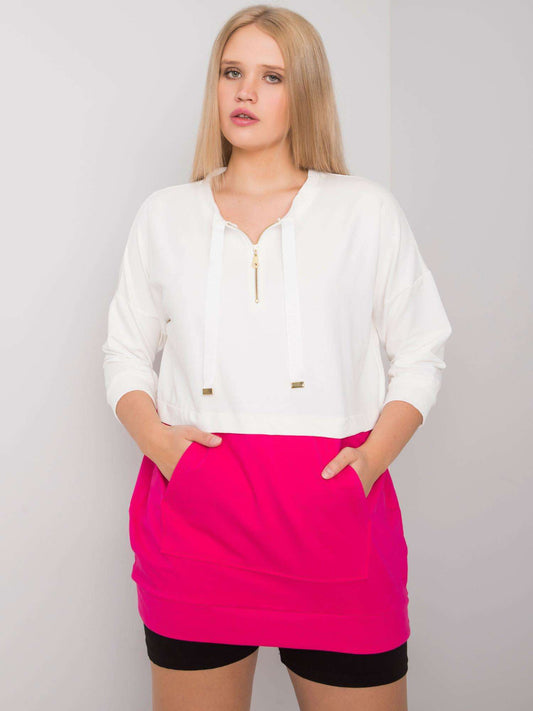 Ecru-fuksjowa tunika damska plus size