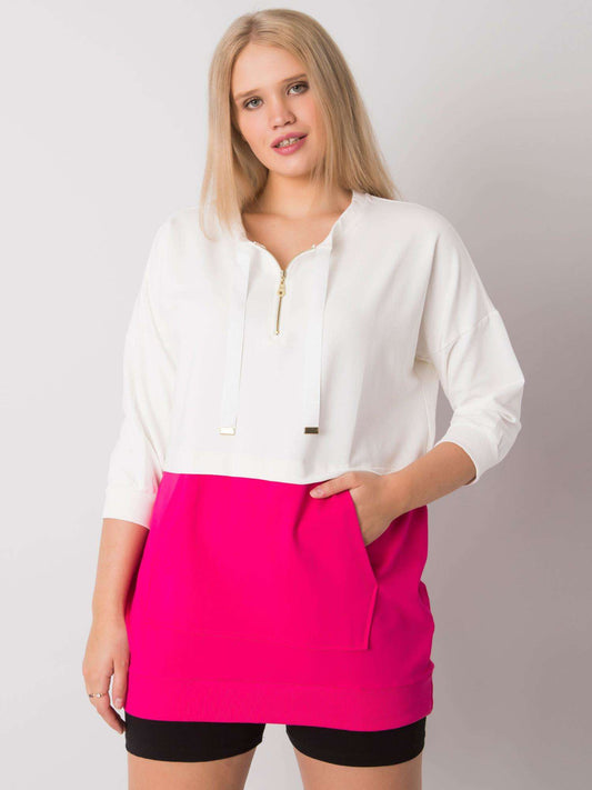 Ecru-fuksjowa tunika damska plus size