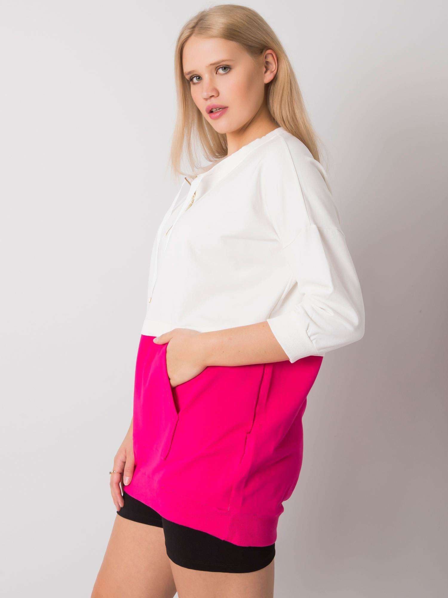 Ecru-fuksjowa tunika damska plus size