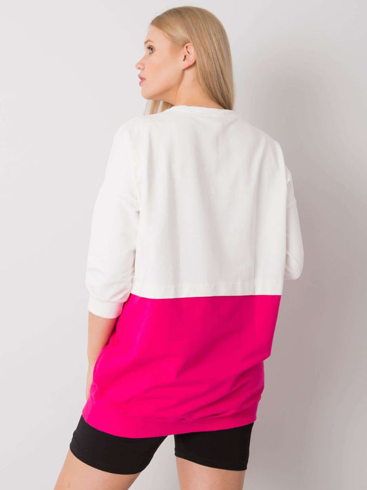 Ecru-fuksjowa tunika damska plus size
