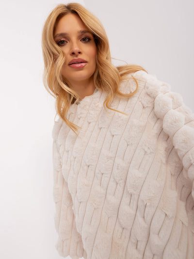 Ecru eleganckie poncho damskie