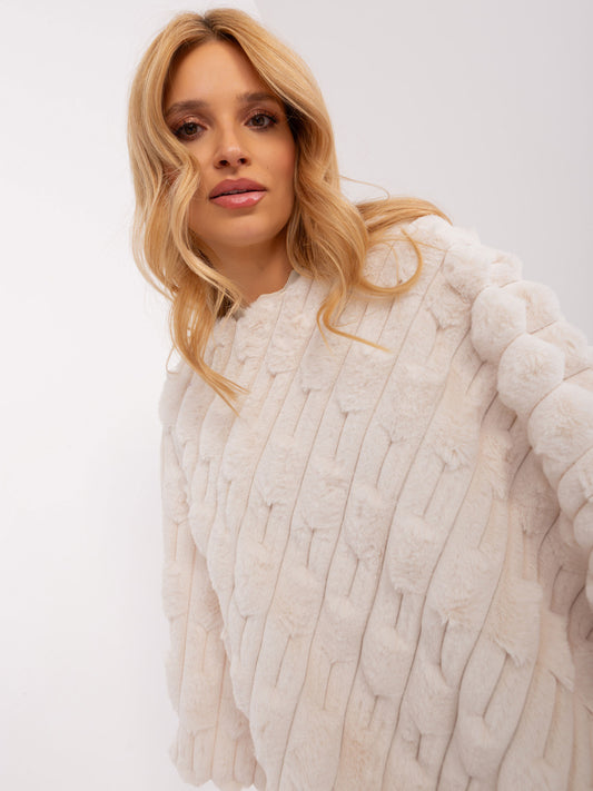 Ecru eleganckie poncho damskie