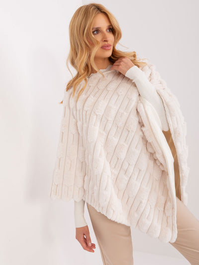 Ecru eleganckie poncho damskie