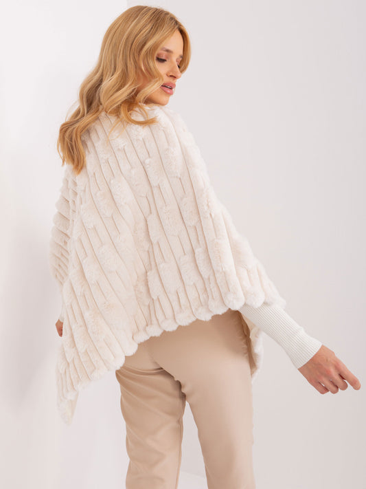 Ecru eleganckie poncho damskie