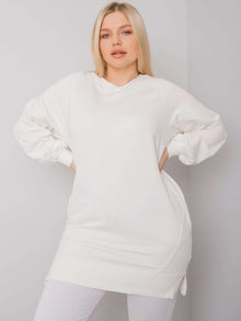 Ecru bawełniana bluza damska plus size