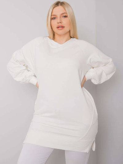 Ecru bawełniana bluza damska plus size