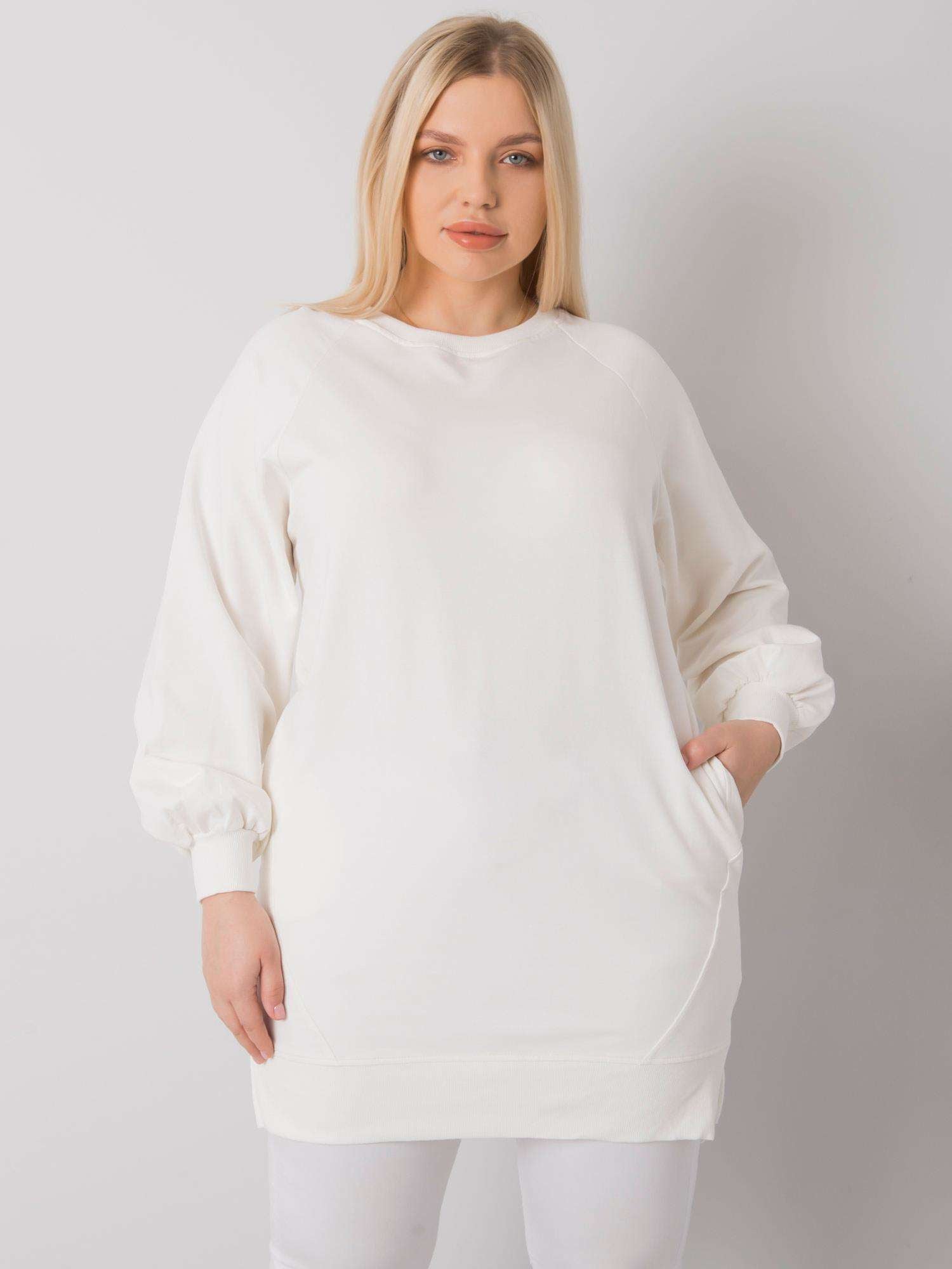 Ecru bawełniana bluza damska plus size
