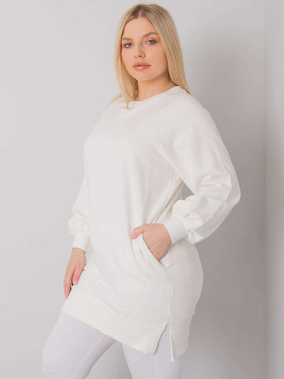 Ecru bawełniana bluza damska plus size