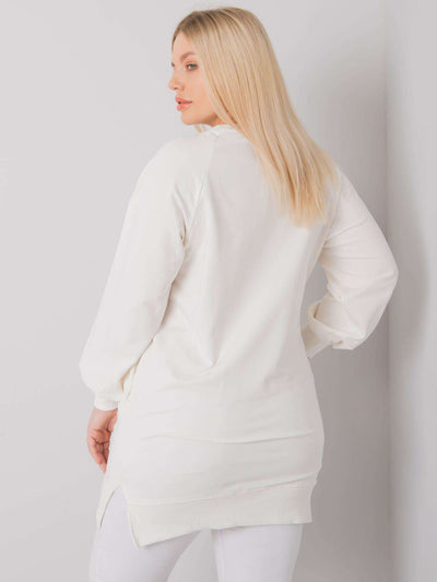 Ecru bawełniana bluza damska plus size