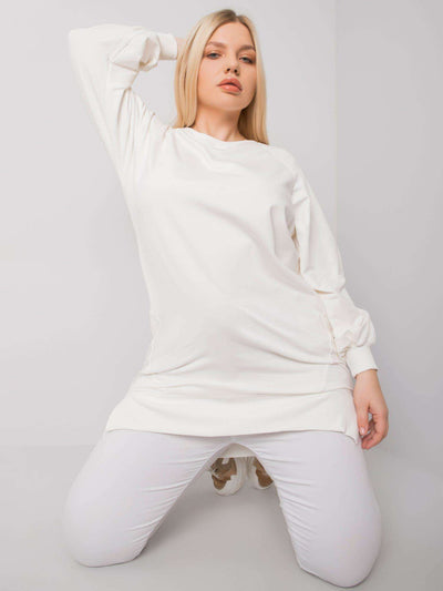 Ecru bawełniana bluza damska plus size