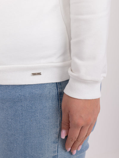 Ecru bawełniana bluzka plus size z dekoltem V