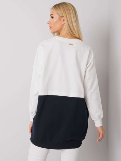 RUE PARIS Ecru-granatowa bluza damska kangurka