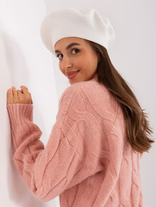 Ecru damska czapka zimowa typu beret