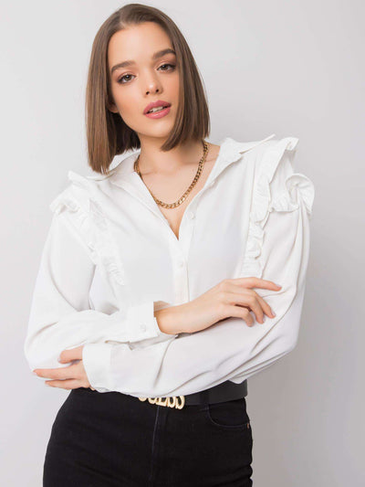 OCH BELLA Ecru koszula z falbanami