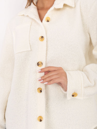 RUE PARIS Ecru koszulowa kurtka oversize