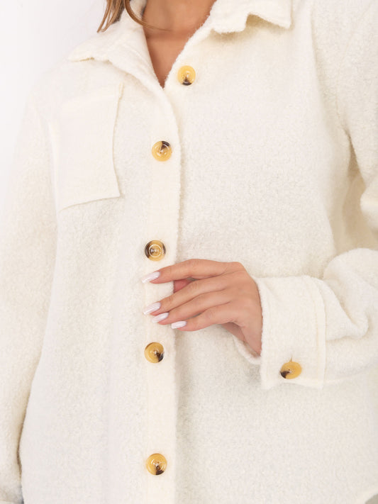 RUE PARIS Ecru koszulowa kurtka oversize