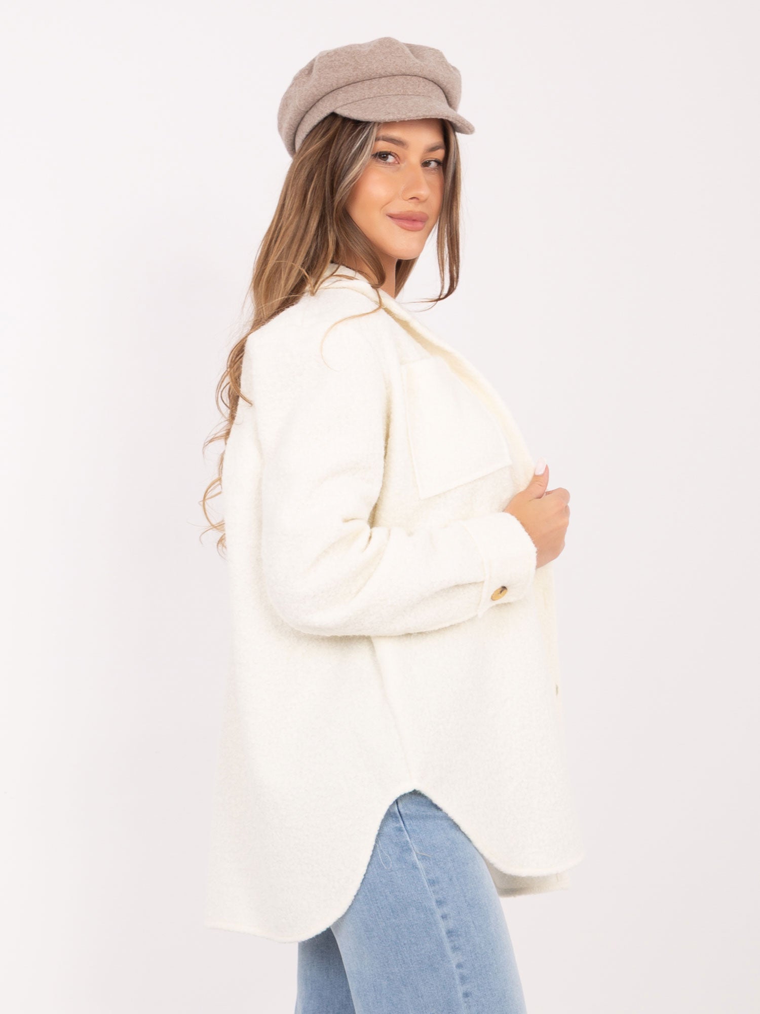 RUE PARIS Ecru koszulowa kurtka oversize
