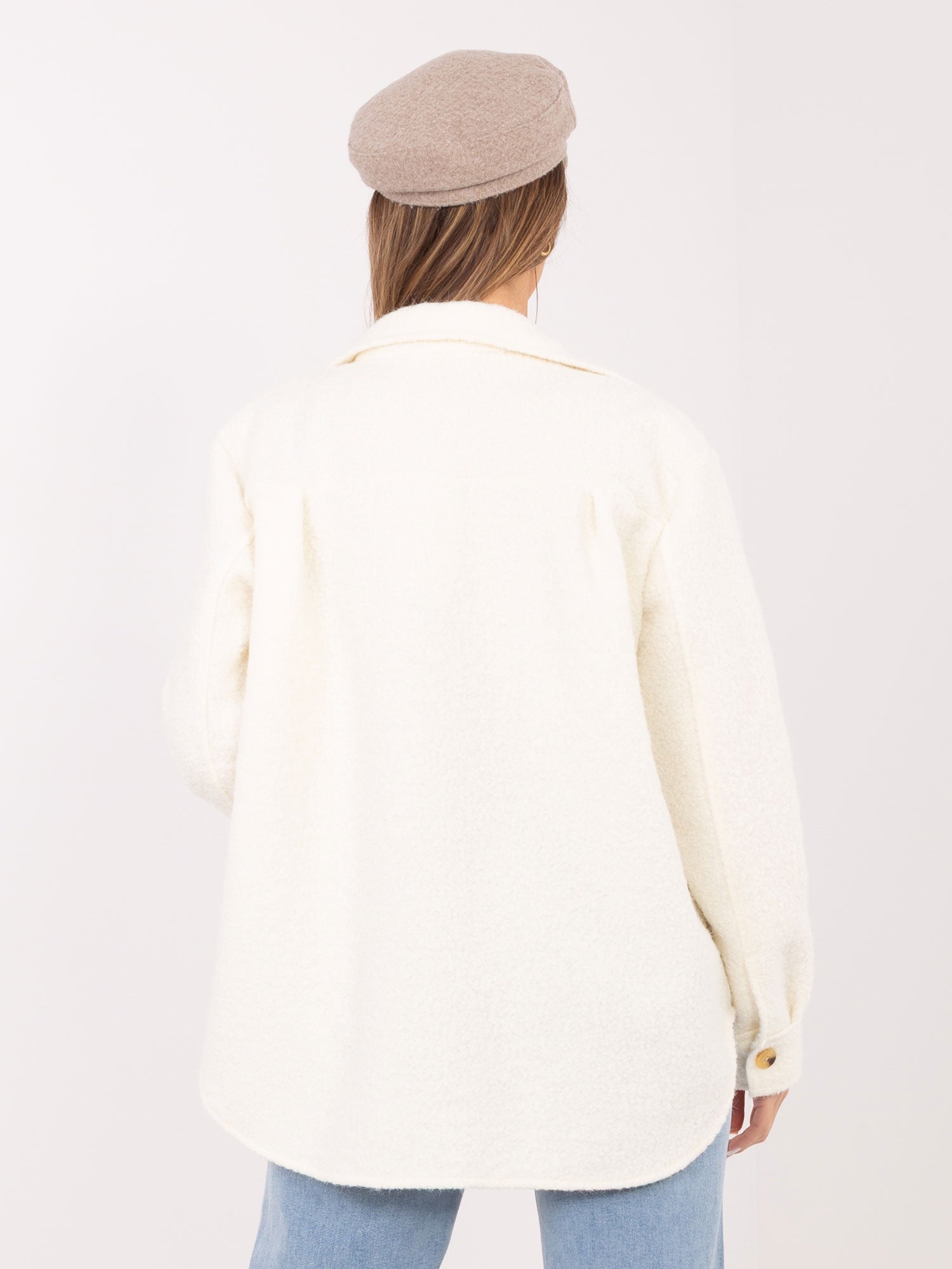 RUE PARIS Ecru koszulowa kurtka oversize