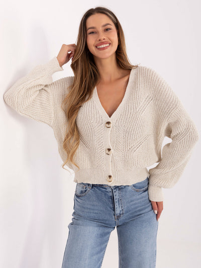 RUE PARIS Ecru rozpinany sweter oversize