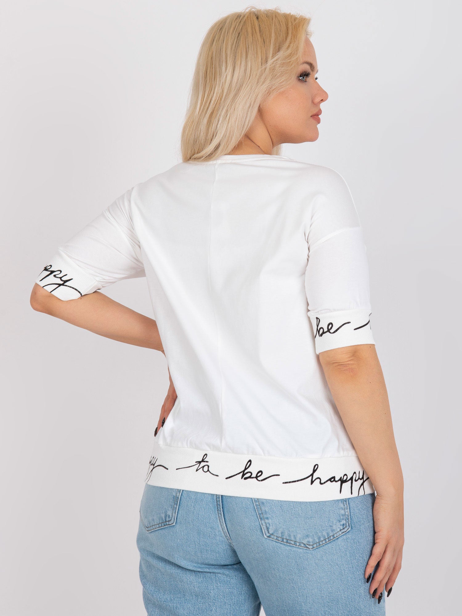 Ecru luźna bluzka plus size bawełniana