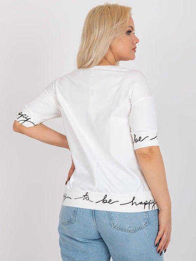Ecru luźna bluzka plus size bawełniana