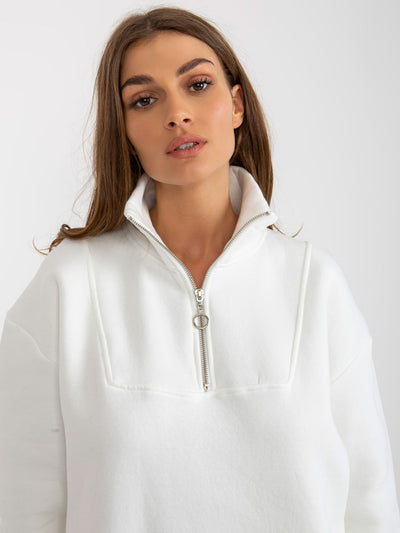 Ecru dresowa sukienka basic o kroju oversize