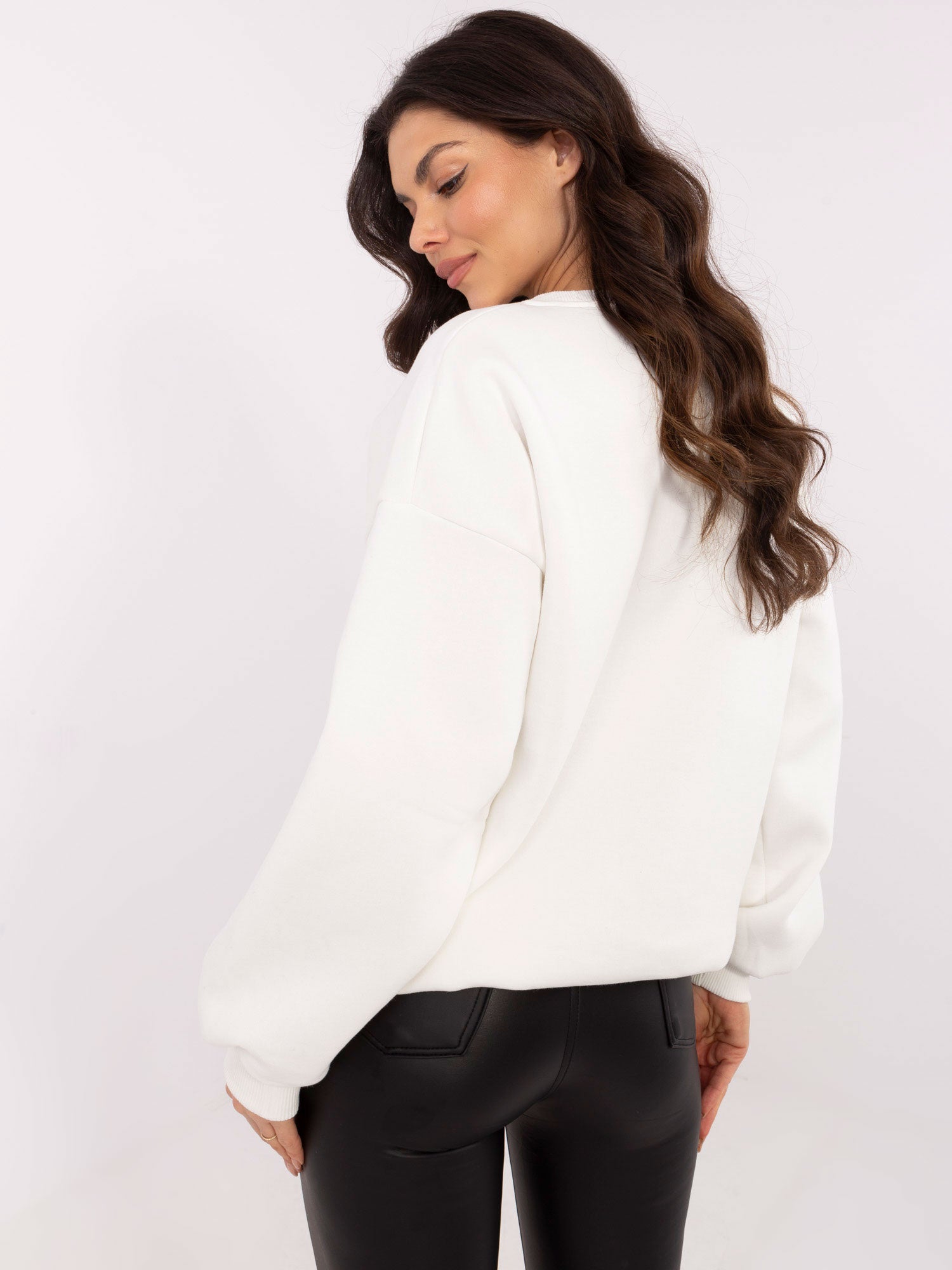 Ecru damska bluza oversize bez kaptura