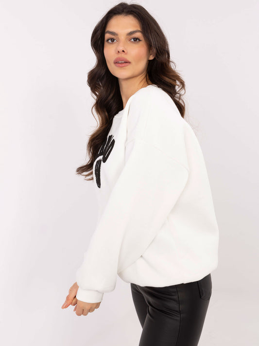 Ecru damska bluza oversize bez kaptura