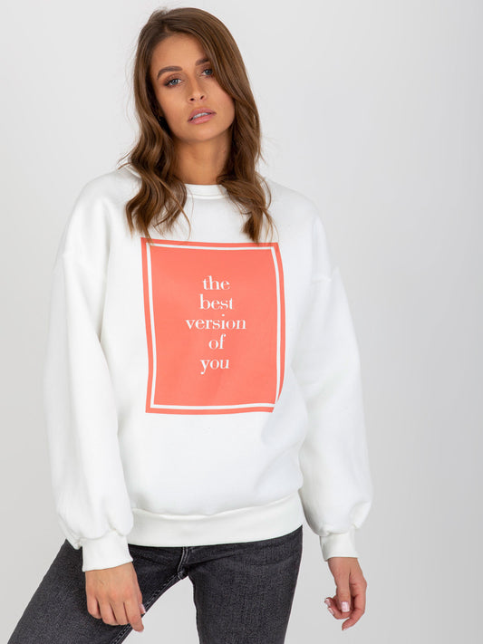 Ecru ocieplana bluza oversize z nadrukiem