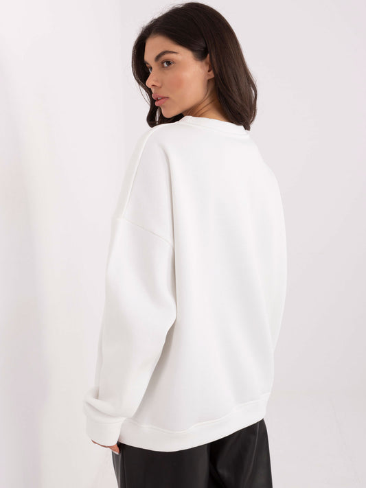 RUE PARIS Ecru bluza oversize z haftem