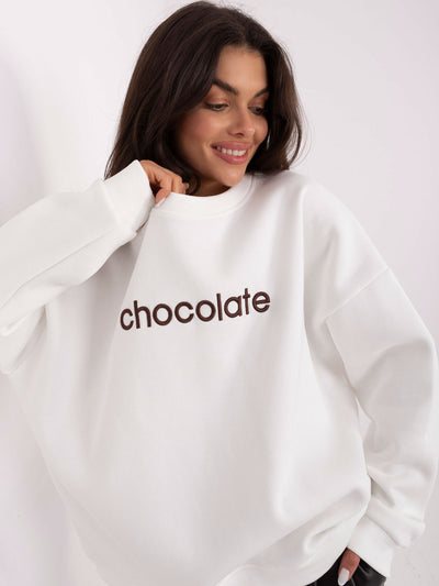 RUE PARIS Ecru bluza oversize z haftem