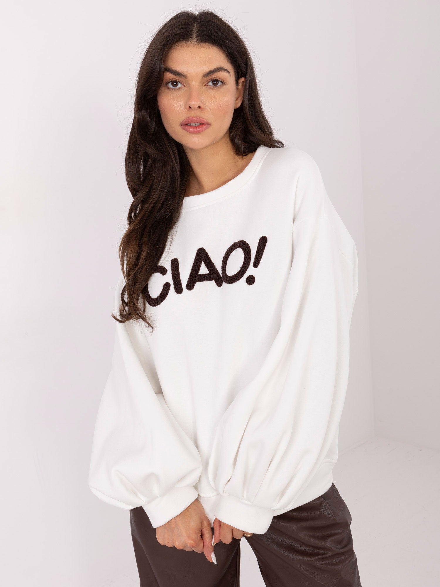 RUE PARIS Ecru bluza oversize bez kaptura
