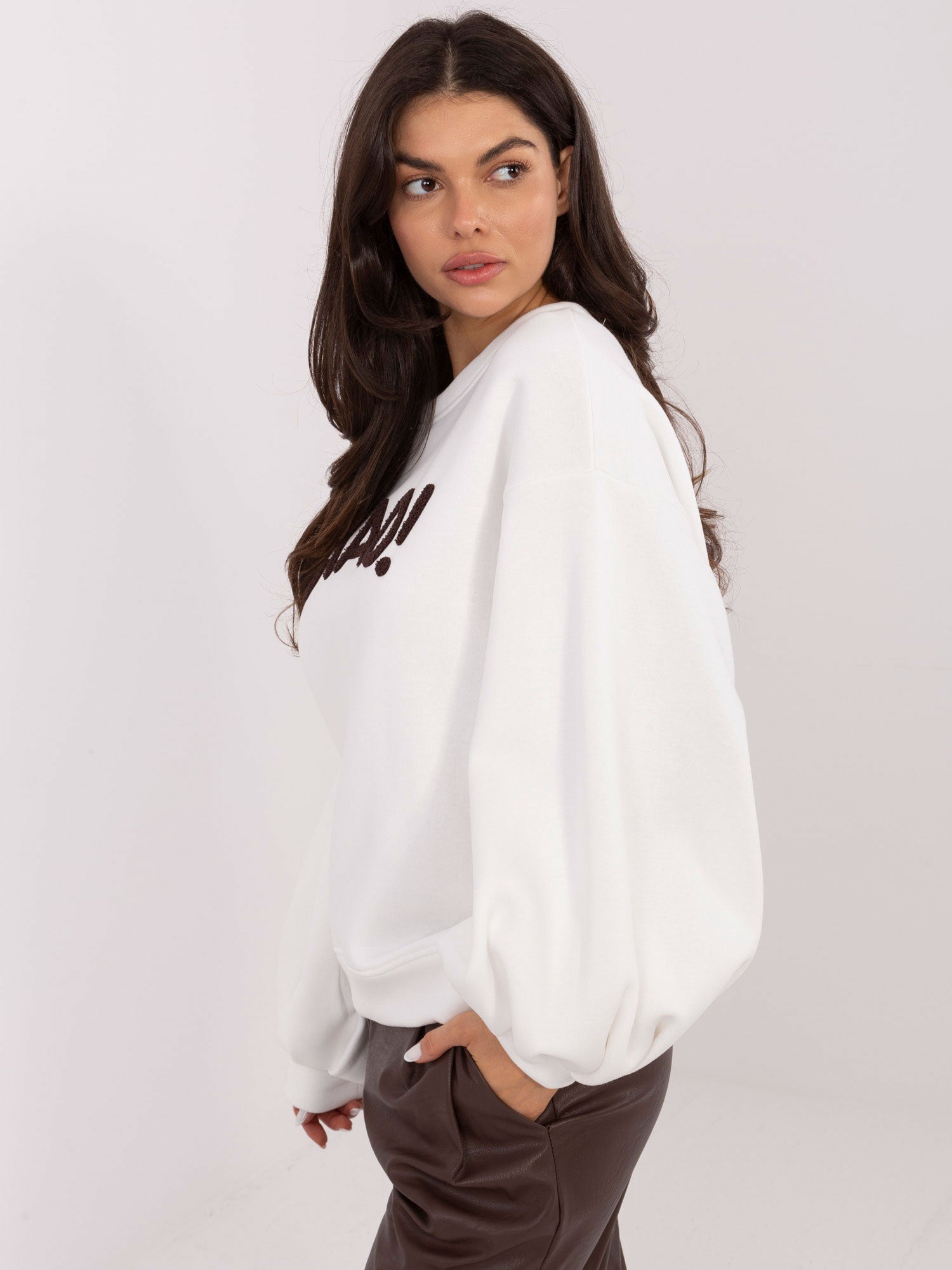 RUE PARIS Ecru bluza oversize bez kaptura