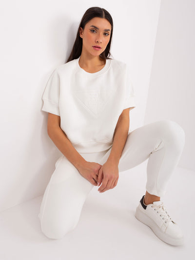Ecru ocieplany komplet dresowy z bluzą